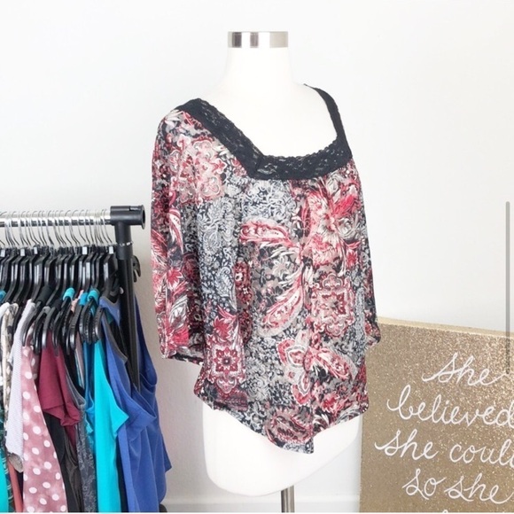 HeartSoul lace batwing top - Picture 3 of 7